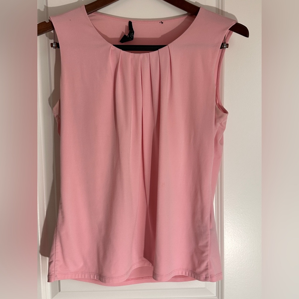 Kasper Blush Pink Pleated Sleeveless Top
